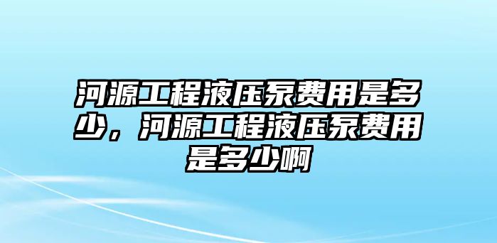 河源工程液壓泵費(fèi)用是多少，河源工程液壓泵費(fèi)用是多少啊