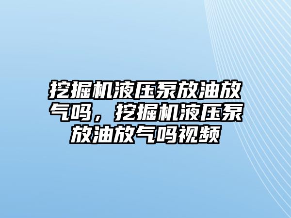 挖掘機(jī)液壓泵放油放氣嗎，挖掘機(jī)液壓泵放油放氣嗎視頻