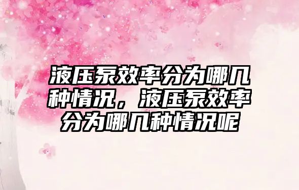 液壓泵效率分為哪幾種情況，液壓泵效率分為哪幾種情況呢
